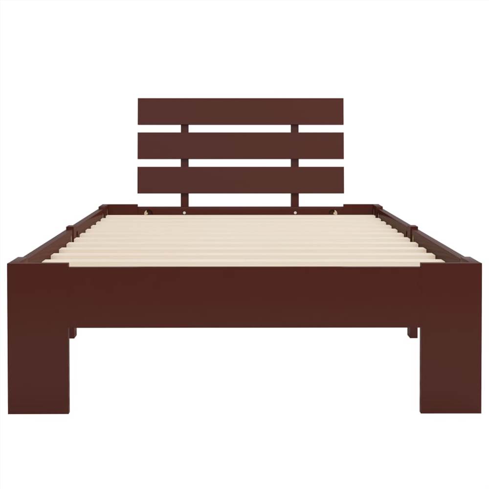 Bed Frame Dark Brown Solid Pine Wood 100x200 cm