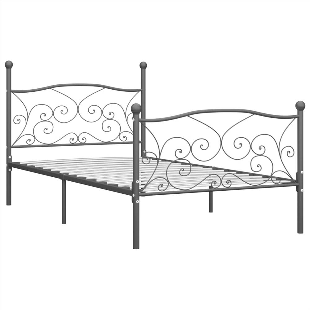Bed Frame Grey Metal 100x200 cm