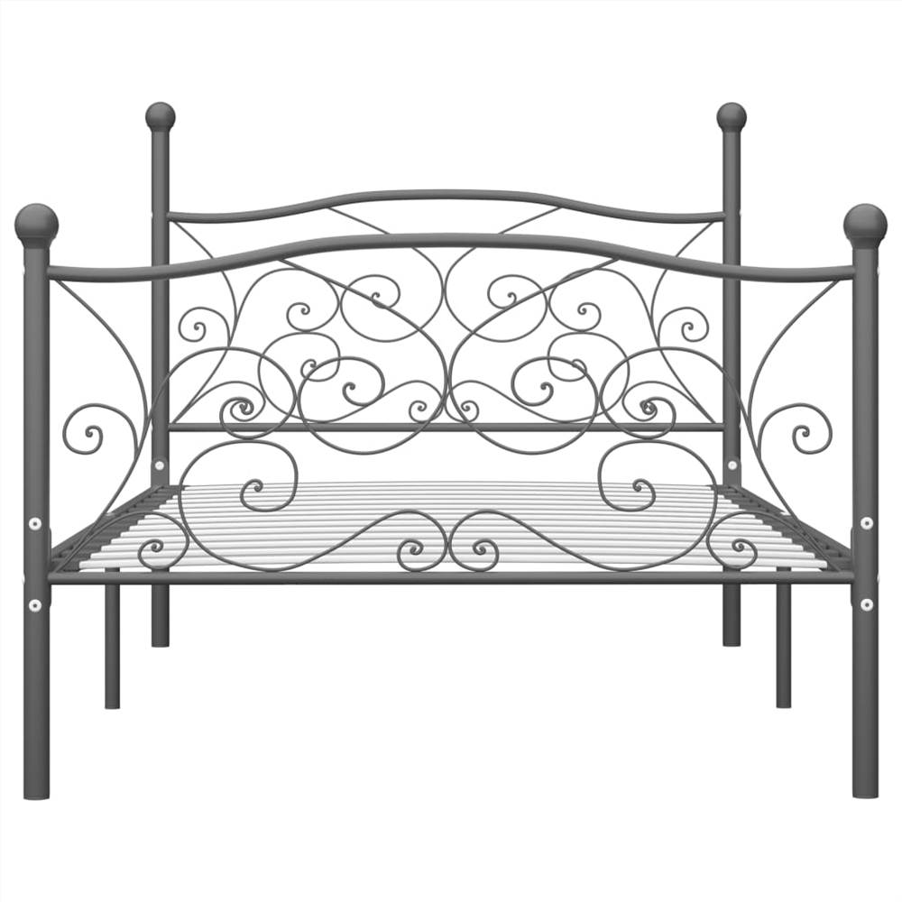 Bed Frame Grey Metal 100x200 cm