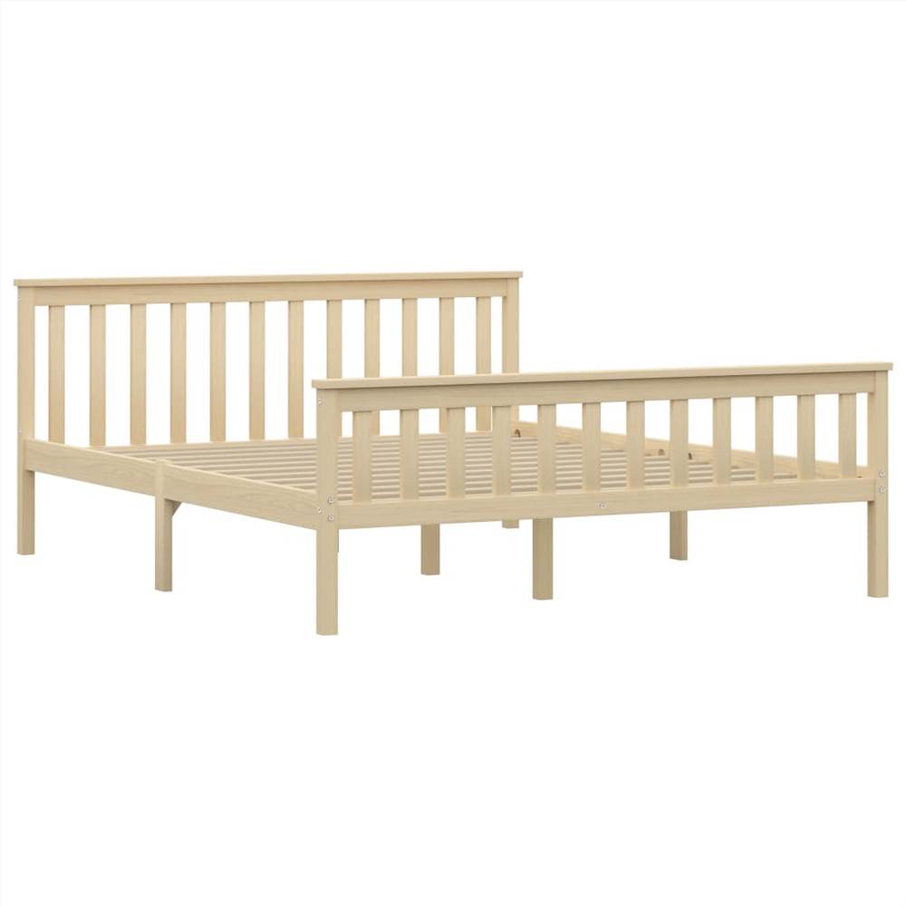 Bed Frame Light Wood Solid Pinewood 160x200 cm