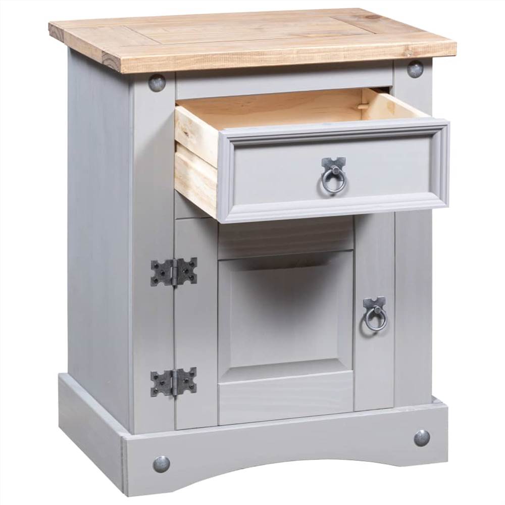 Bedside Cabinet Mexican Pine Corona Range Grey 53x39x67 cm