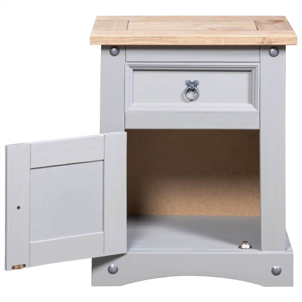 Bedside Cabinet Mexican Pine Corona Range Grey 53x39x67 cm
