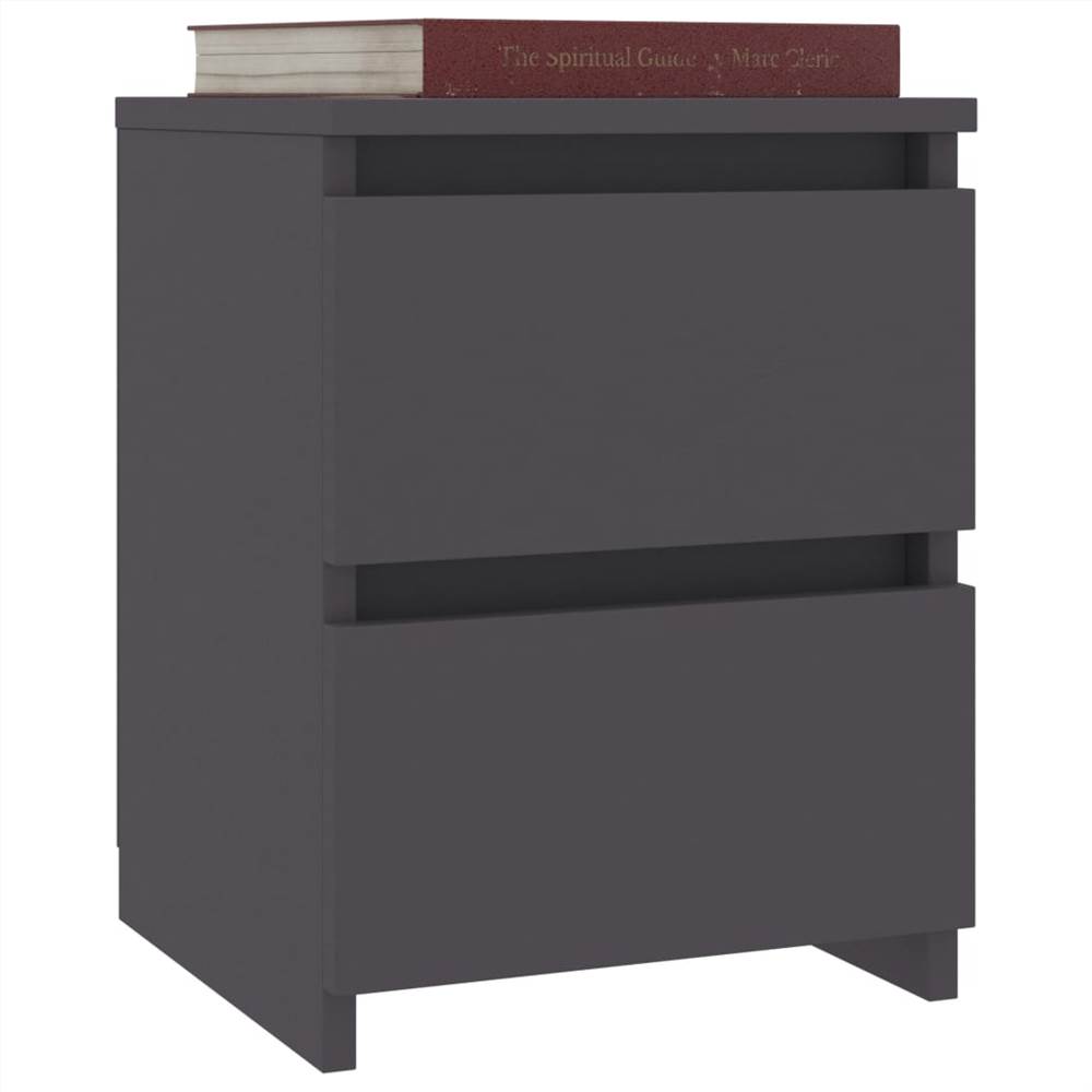 Bedside Cabinets 2 pcs Grey 30x30x40 cm Chipboard