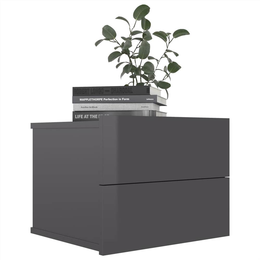 Bedside Cabinets 2 pcs High Gloss Grey 40x30x30 cm Chipboard