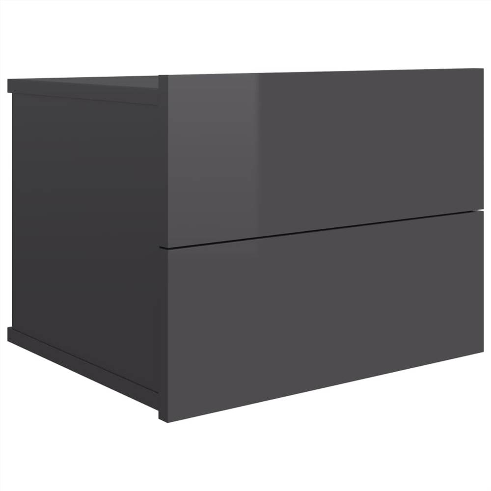 Bedside Cabinets 2 pcs High Gloss Grey 40x30x30 cm Chipboard