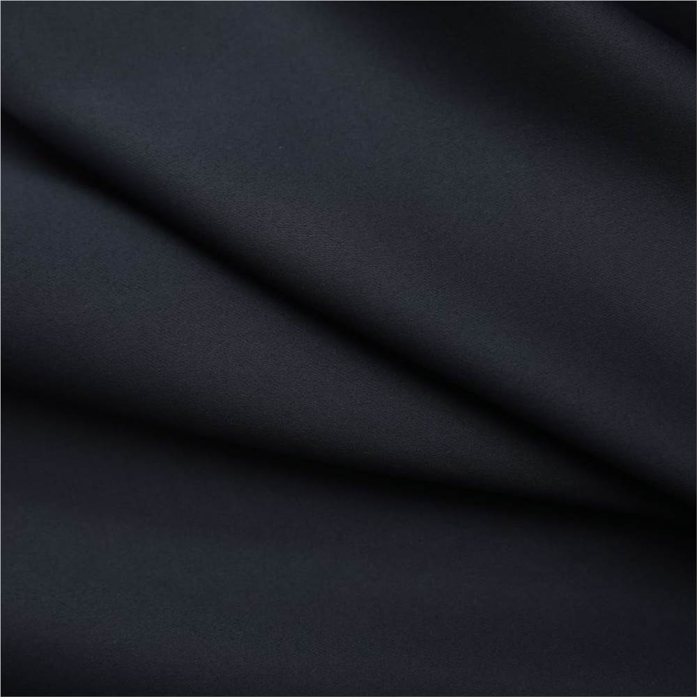 Blackout Curtains with Hooks 2 pcs Black 140x175 cm