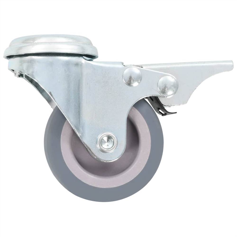 Bolt Hole Swivel Casters with Double Brakes 4 pcs 50 mm