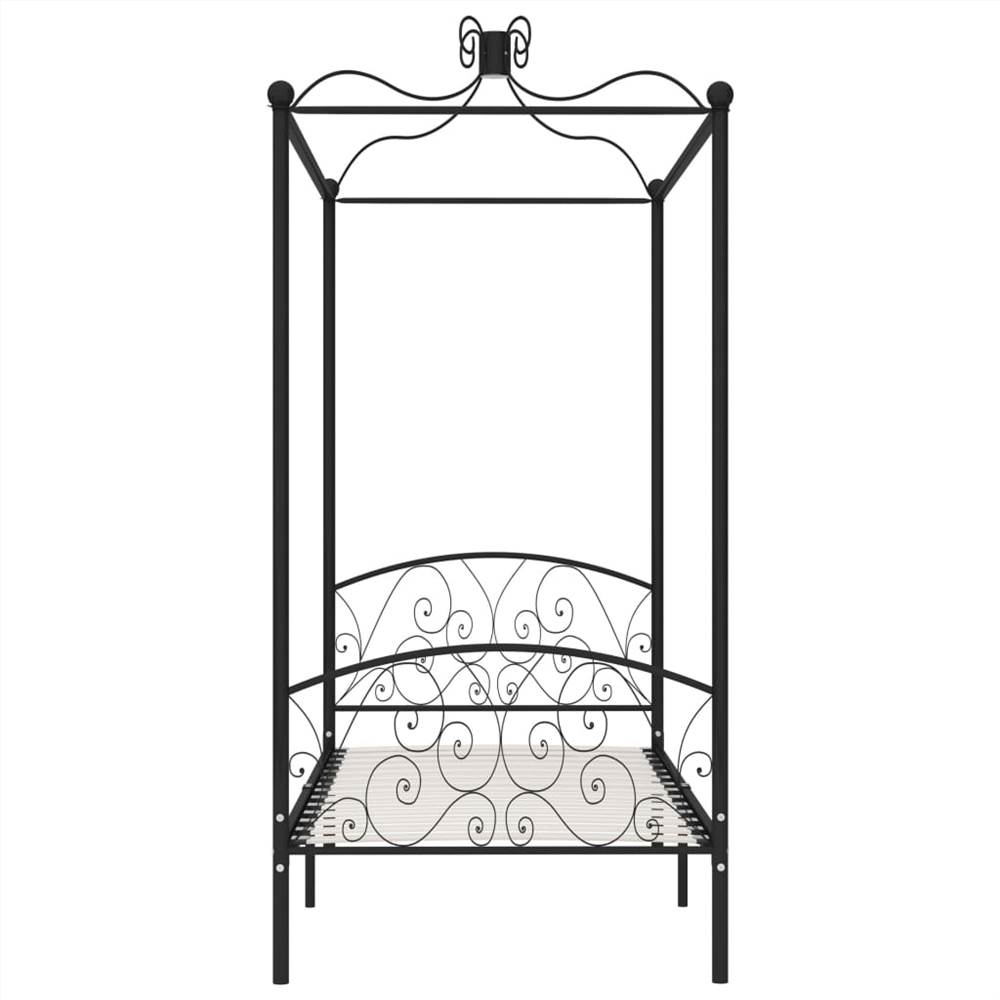Canopy Bed Frame Black Metal 90x200 cm