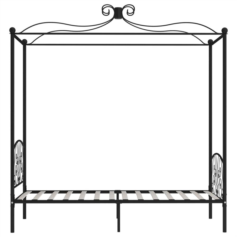 Canopy Bed Frame Black Metal 90x200 cm