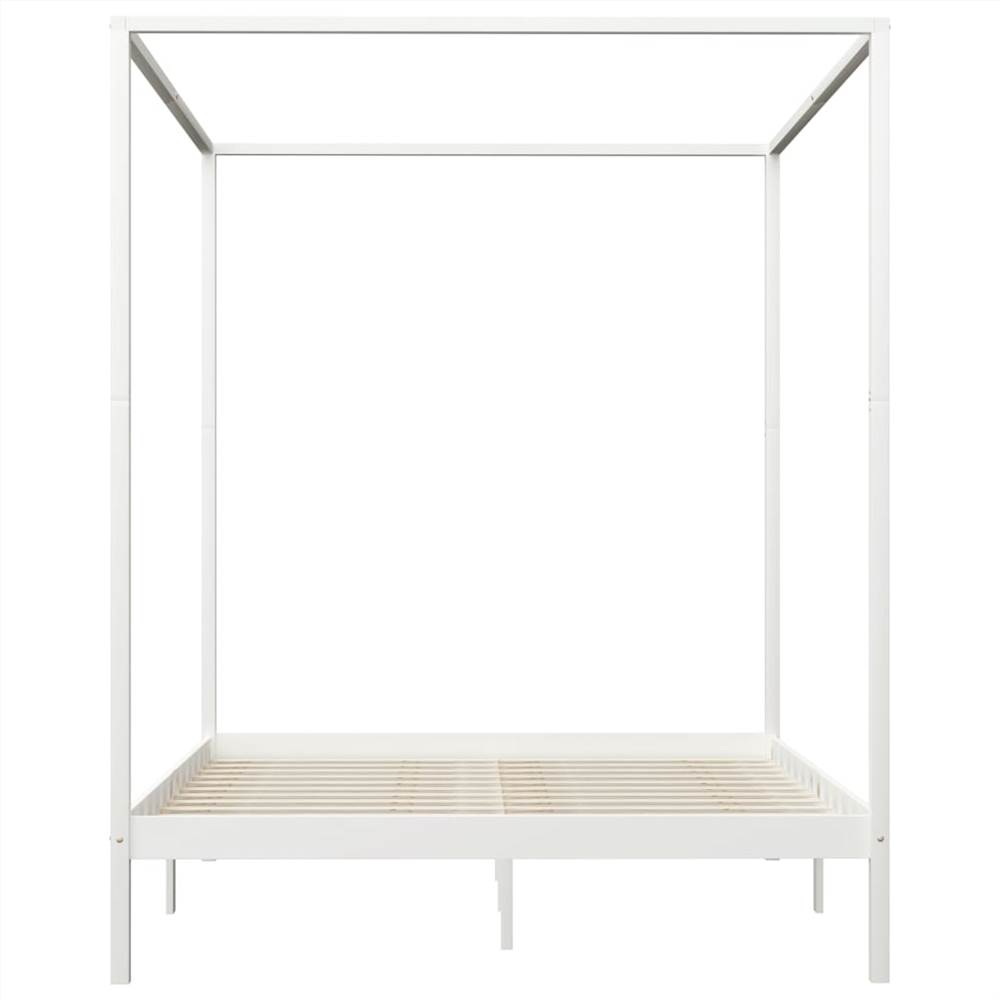 Canopy Bed Frame White Solid Pine Wood 6FT Super King