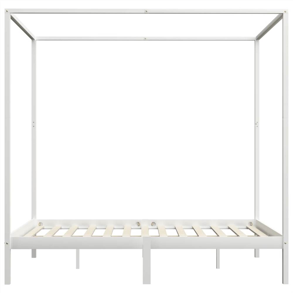 Canopy Bed Frame White Solid Pine Wood 6FT Super King
