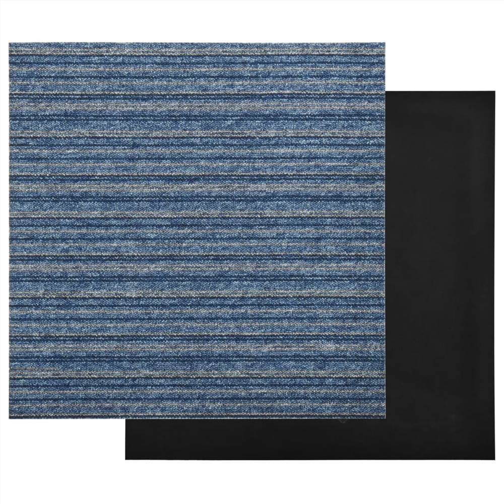 Carpet Floor Tiles 20 pcs 5 m² 50x50 cm Striped Blue