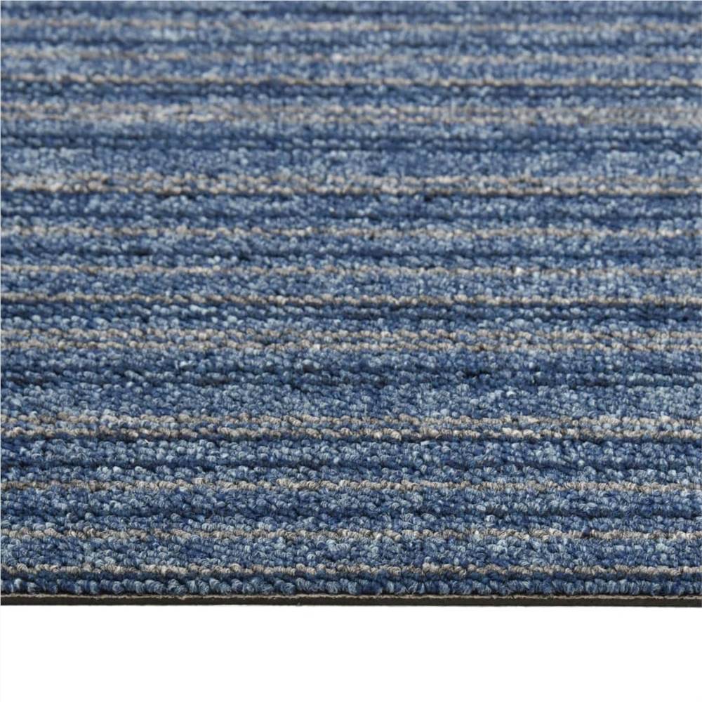 Carpet Floor Tiles 20 pcs 5 m² 50x50 cm Striped Blue