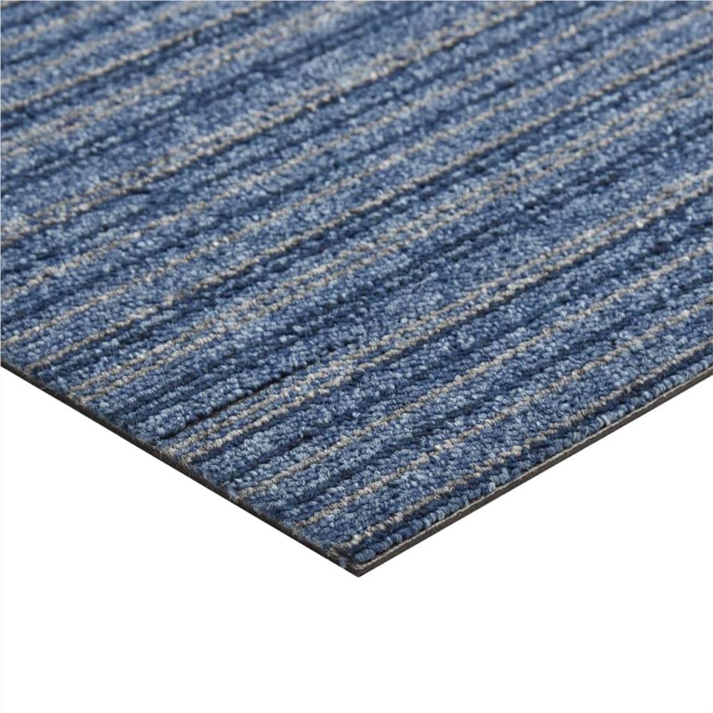 Carpet Floor Tiles 20 pcs 5 m² 50x50 cm Striped Blue