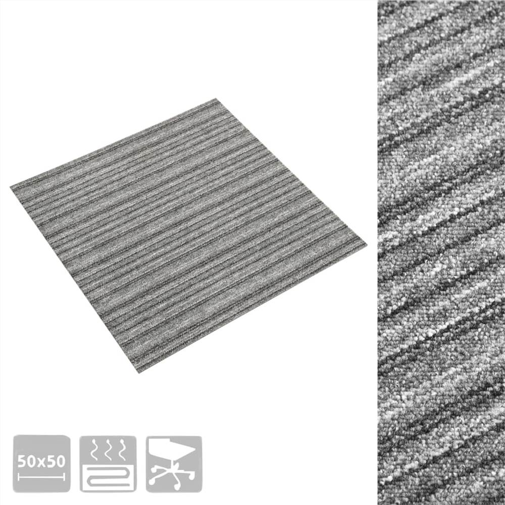 Carpet Floor Tiles 20 pcs 5 m² 50x50 cm Striped Grey