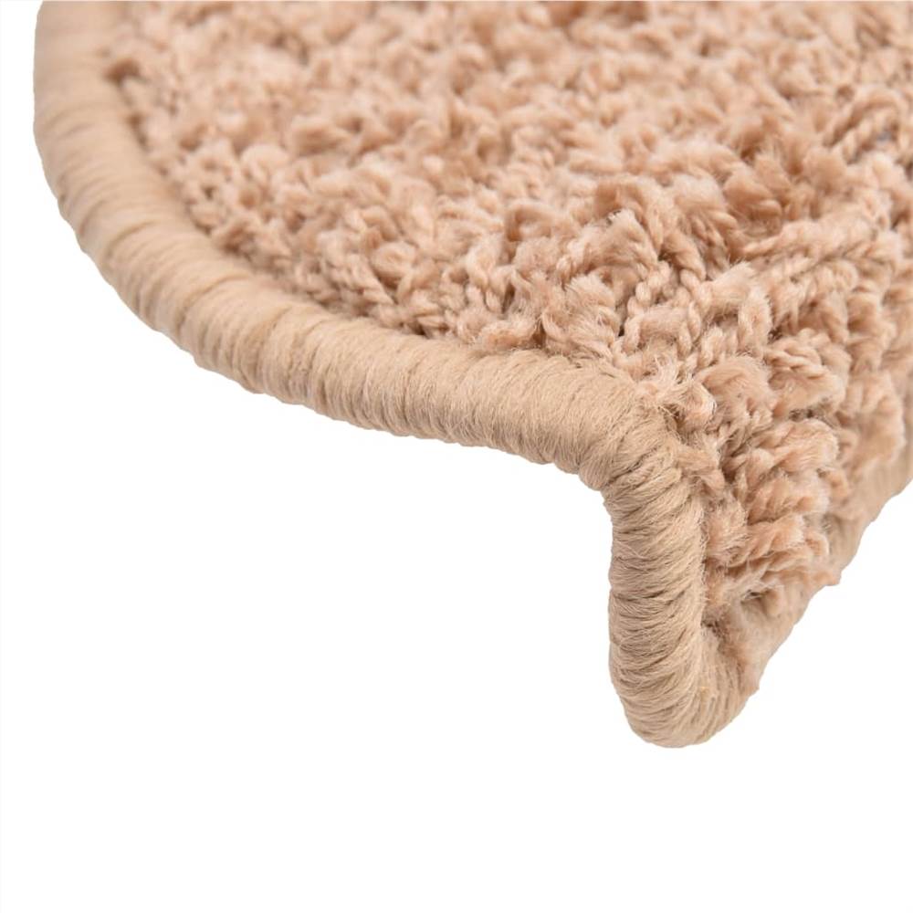 Carpet Stair Treads 15 pcs Beige 65x25 cm