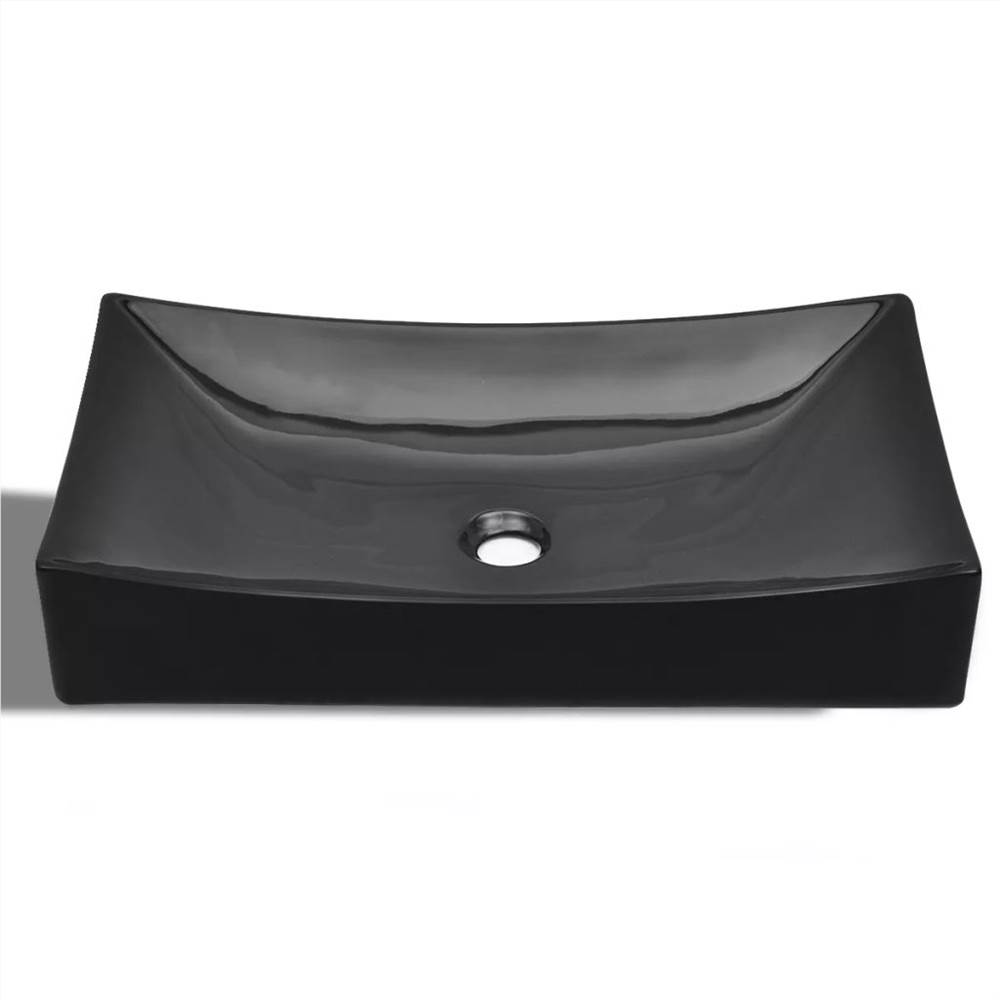 Ceramic Bathroom Sink Basin Black Rectangular