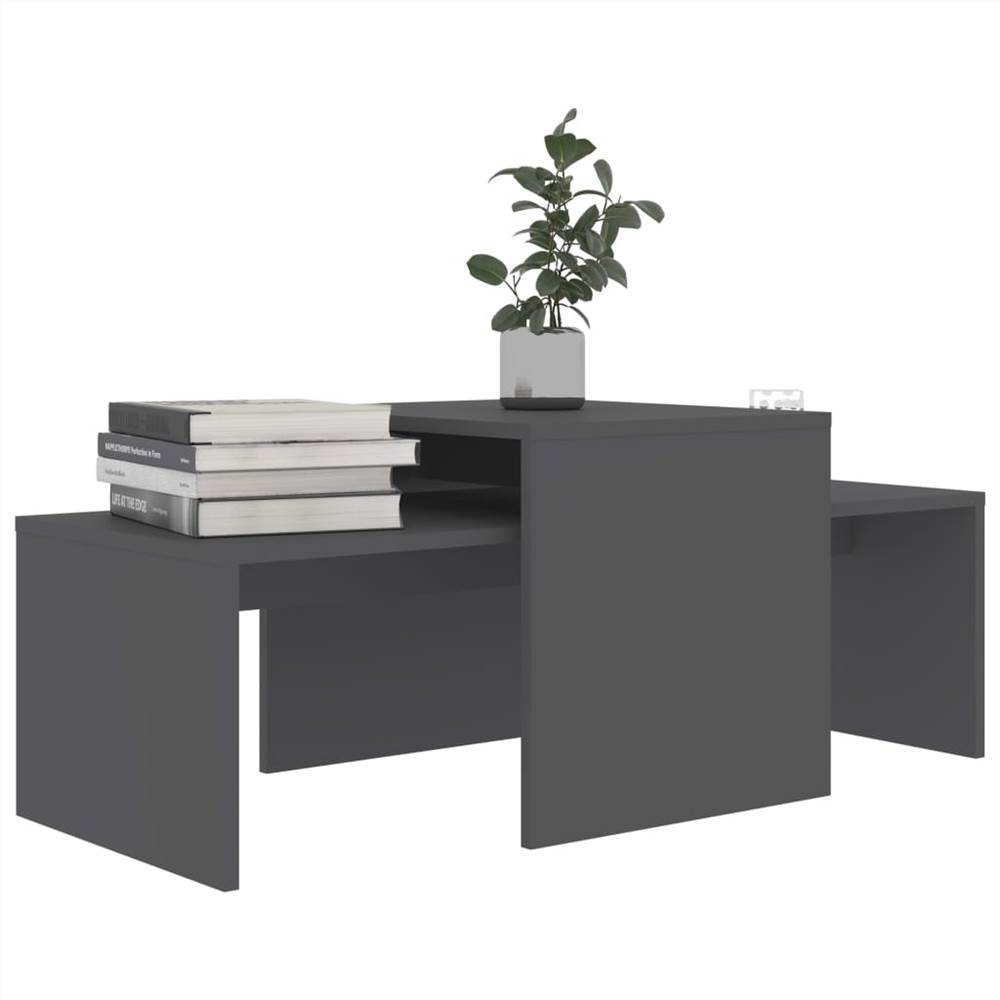 Coffee Table Set Grey 100x48x40 cm Chipboard