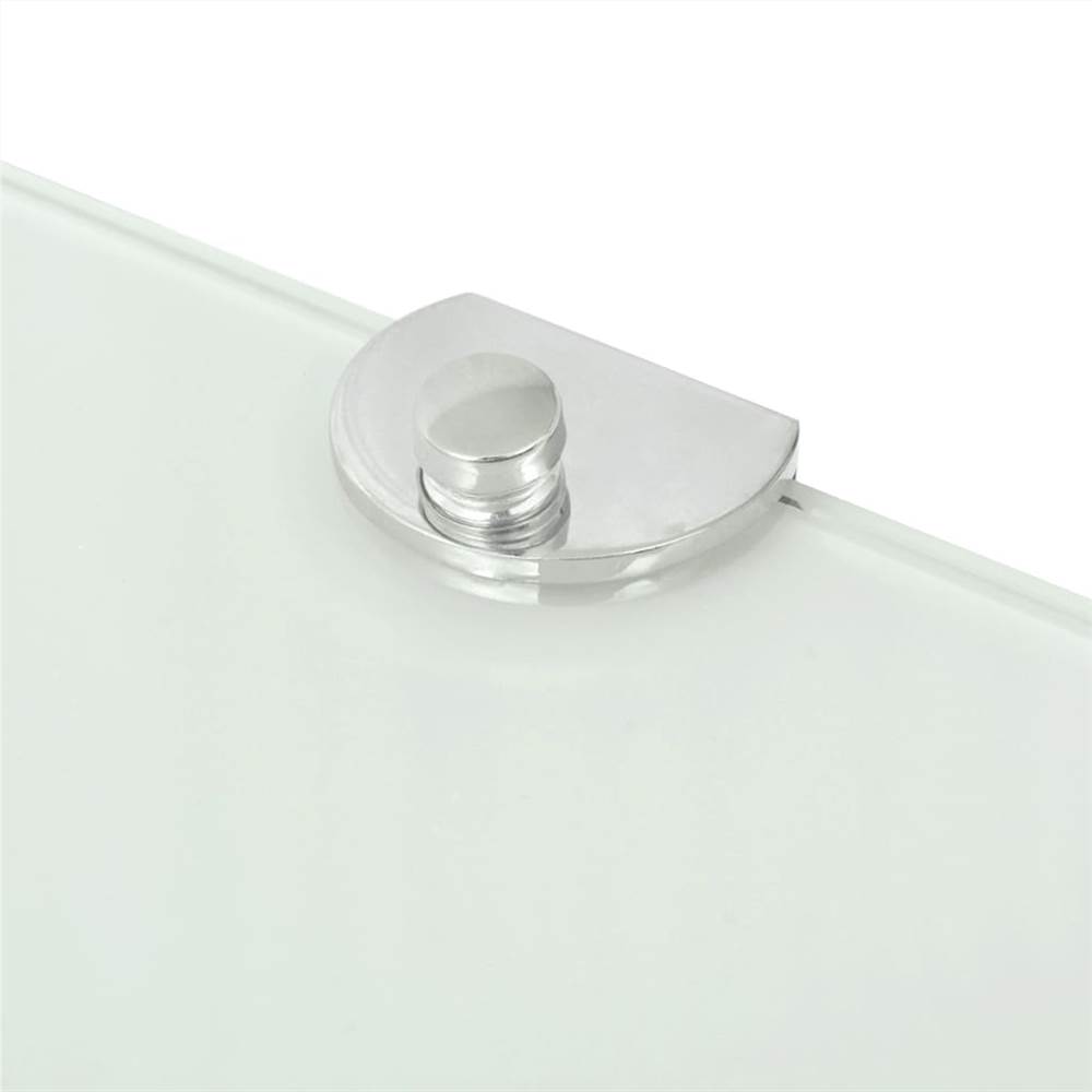 Corner Shelf with Chrome Supports Glass White 25x25 cm