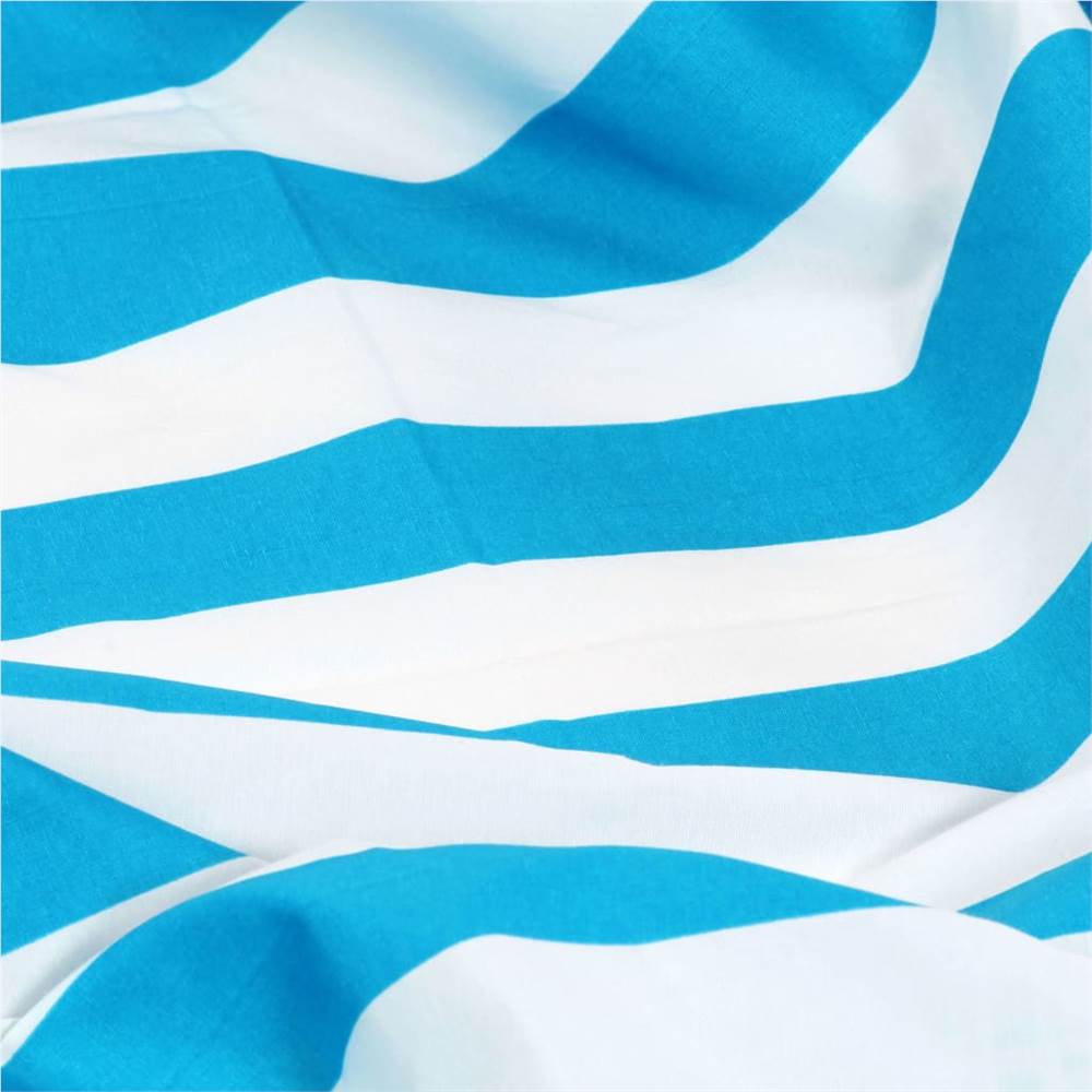 Curtains with Metal Rings 2 pcs Fabric 140x175 cm Blue Stripe