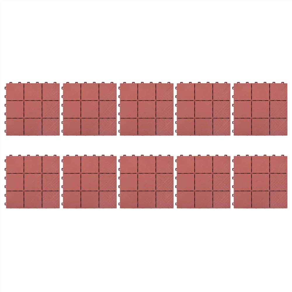 Decking Tiles 10 pcs Red 30.5x30.5 cm Plastic