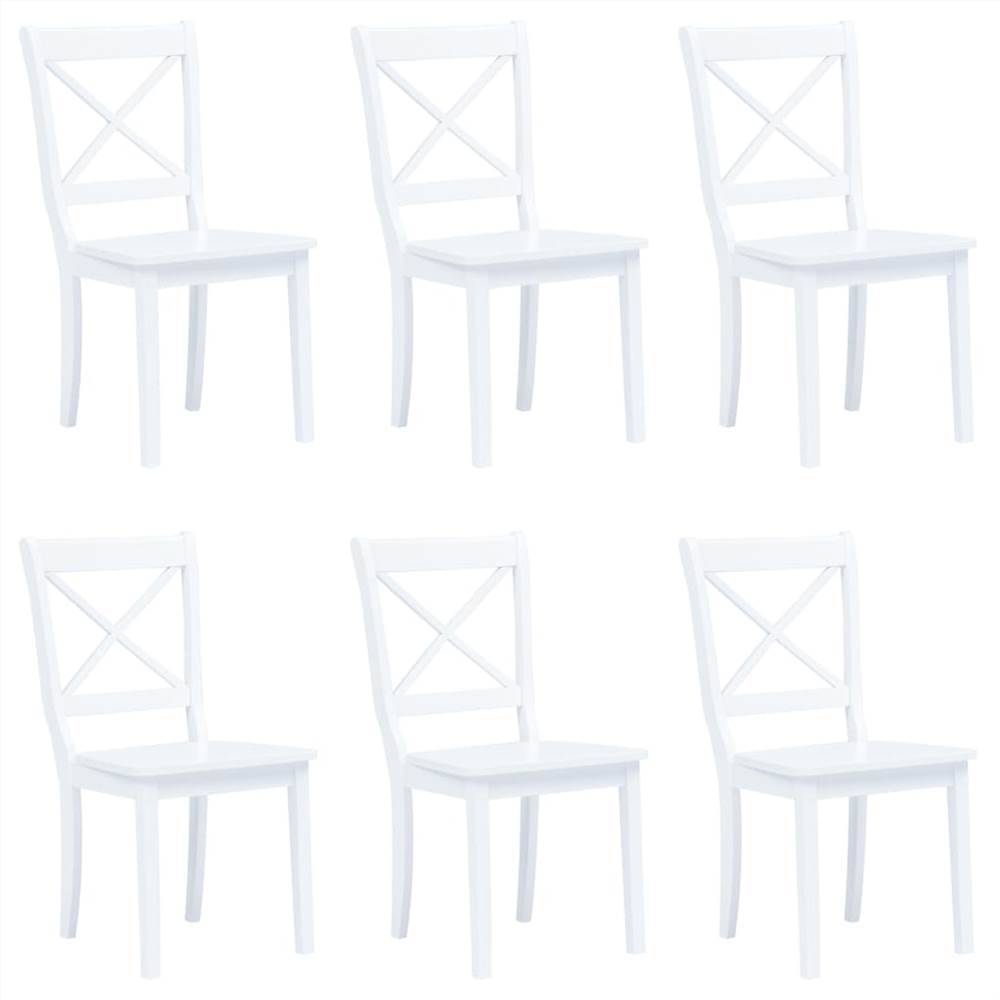 Dining Chairs 6 pcs White Solid Rubber Wood 
Dining Chairs 6 pcs White Solid Rubber Wood