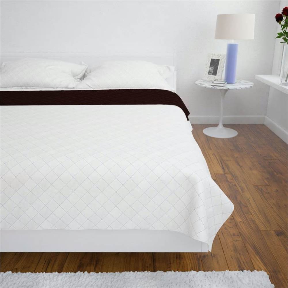 Double-sided Quilted Bedspread Beige/Brown 220 x 240 cm