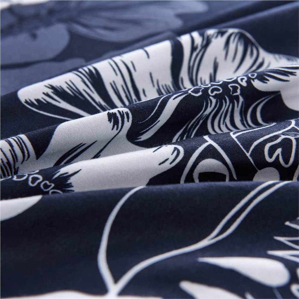 Duvet Cover Set Floral Design Navy 135x200/80x80 cm