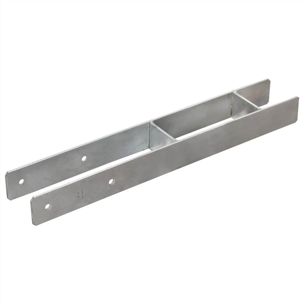 Fence Anchors 2 pcs Silver 8x6x60 cm Galvanised Steel