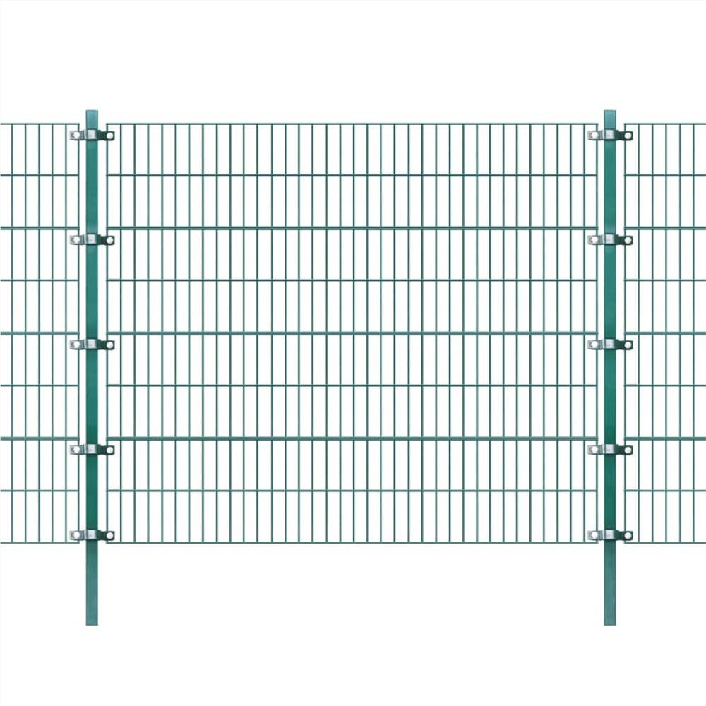 Fence Panel with Posts Powder-coated Iron 6x1.6 m Green