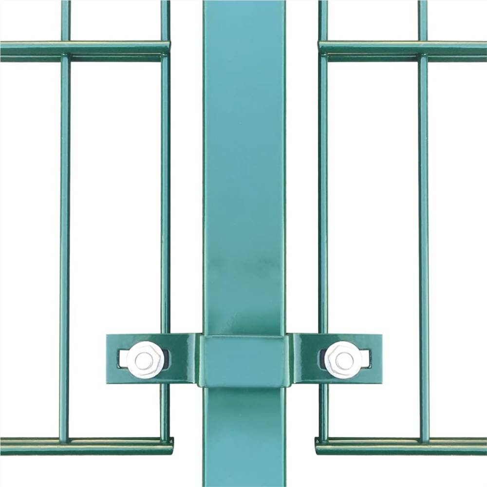 Fence Panel with Posts Powder-coated Iron 6x1.6 m Green