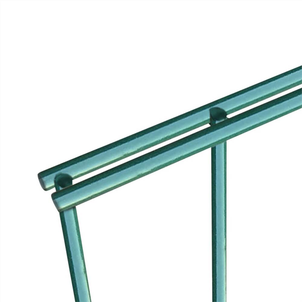 Fence Panel with Posts Powder-coated Iron 6x1.6 m Green