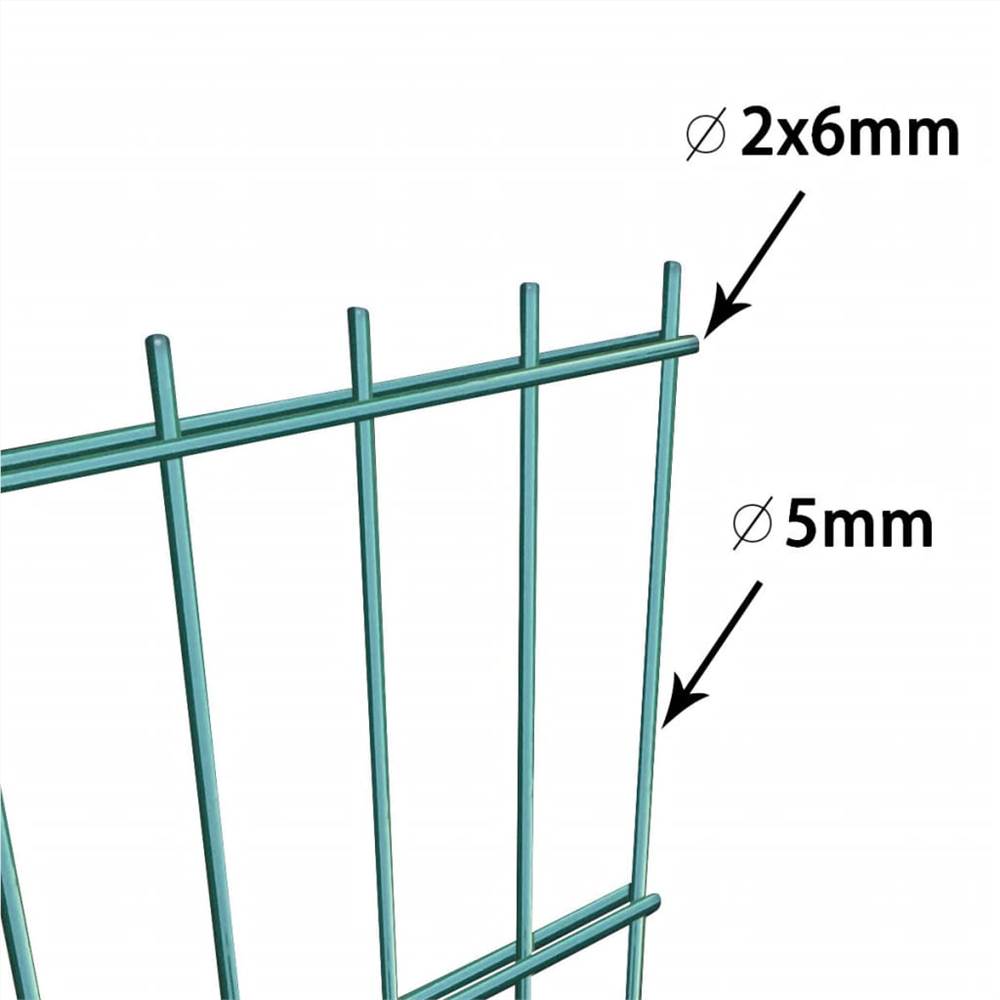 Fence Panel with Posts Powder-coated Iron 6x1.6 m Green