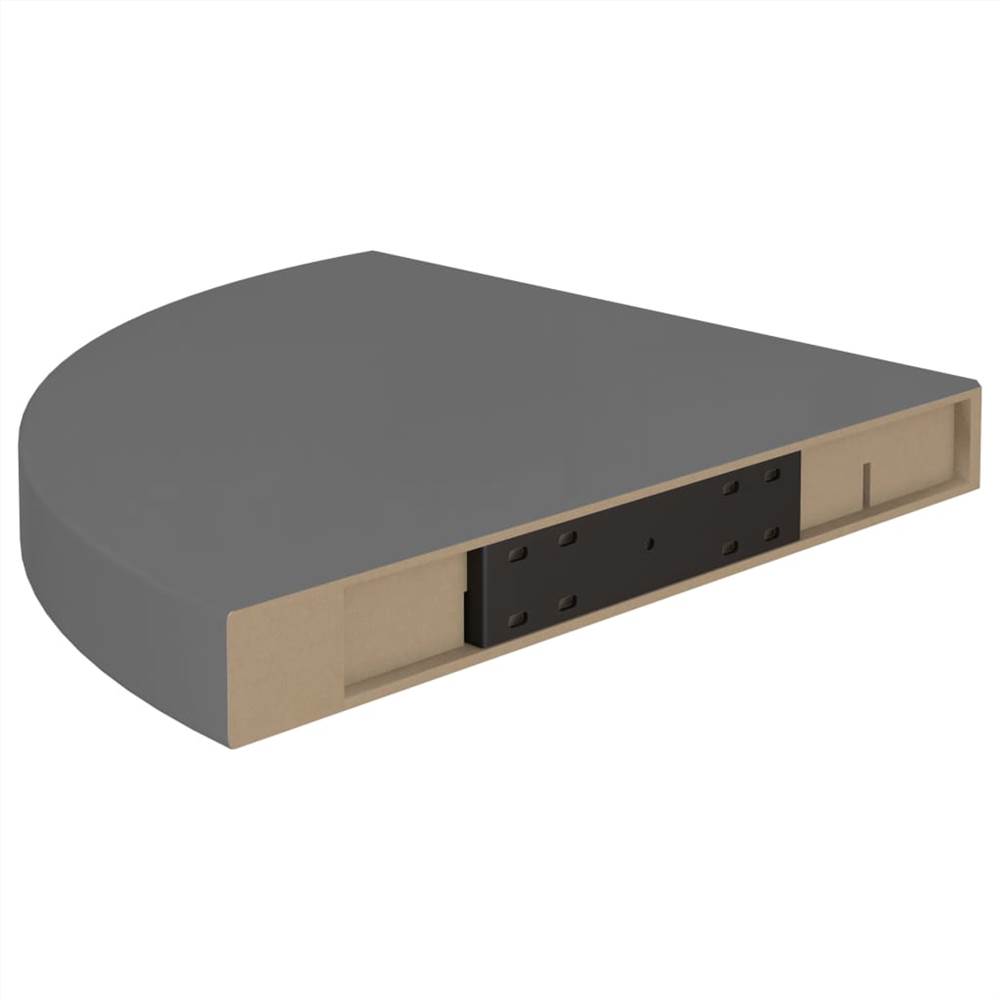 Floating Corner Shelves 4 pcs High Gloss Grey 35x35x3.8 cm MDF