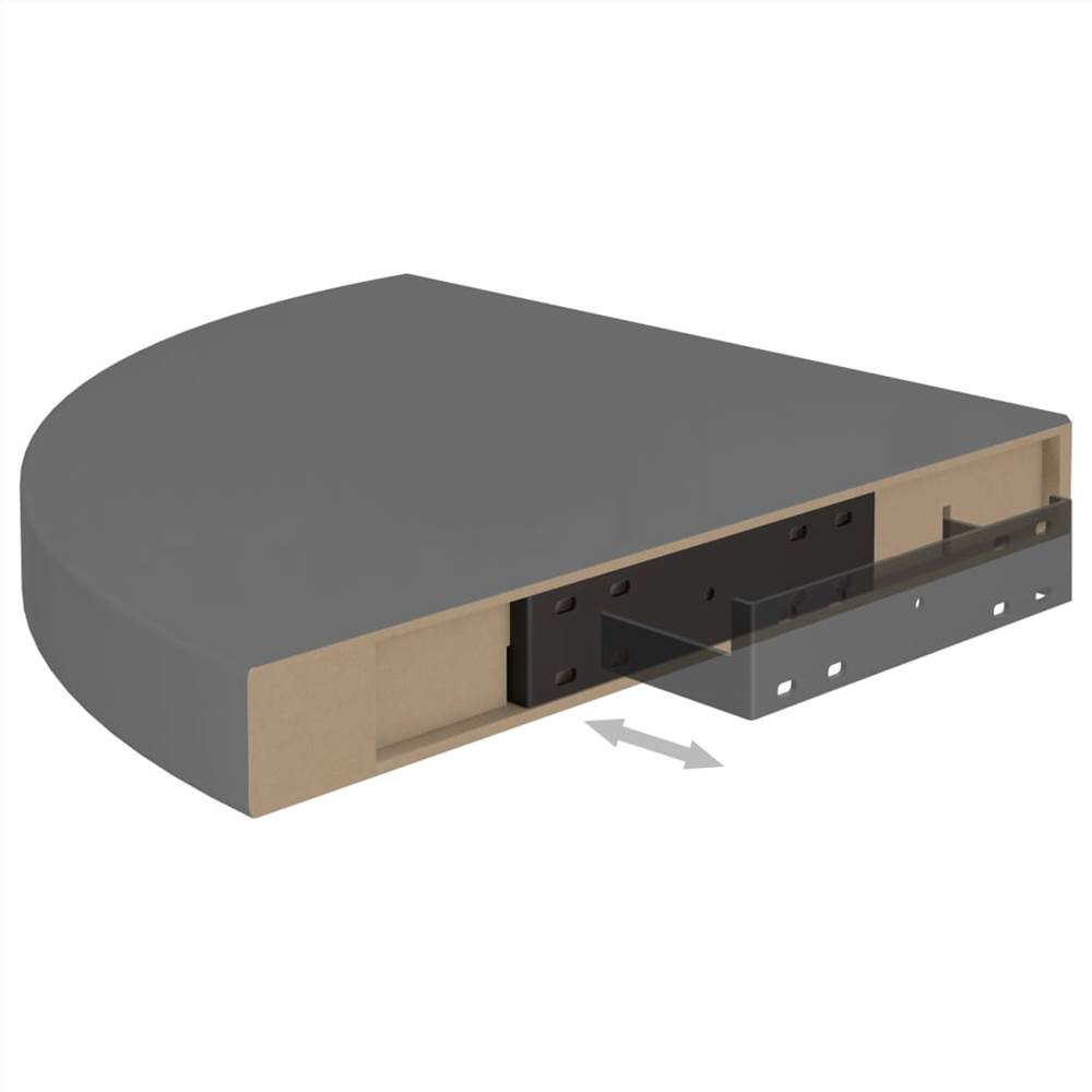 Floating Corner Shelves 4 pcs High Gloss Grey 35x35x3.8 cm MDF