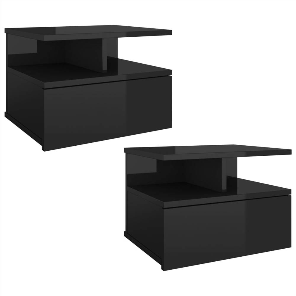 Floating Nightstands 2 pcs High Gloss Black 40x31x27 cm Chipboard