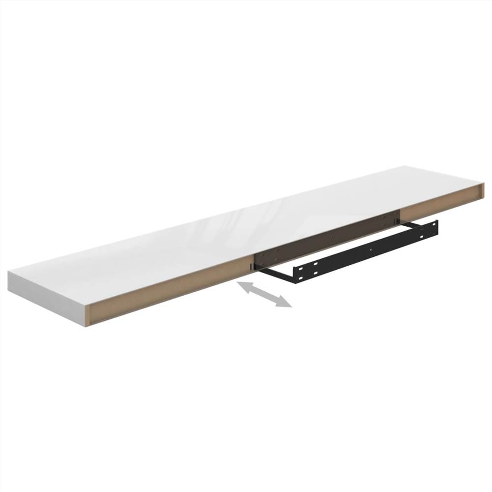 Floating Wall Shelf High Gloss White 120x23.5x3.8 cm MDF