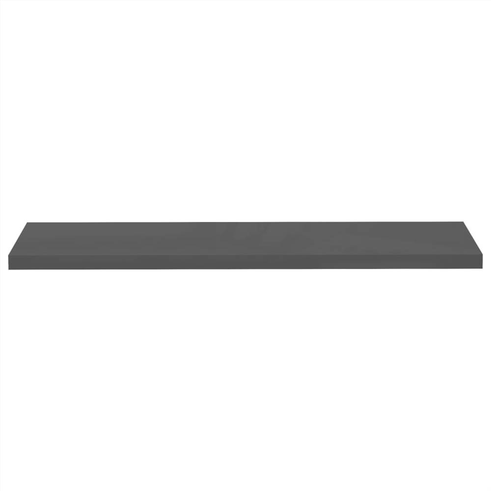Floating Wall Shelves 2 pcs High Gloss Grey 120x23.5x3.8 cm MDF