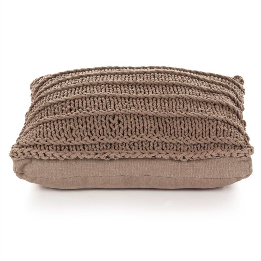 Floor Cushion Square Knitted Cotton 60x60 cm Brown