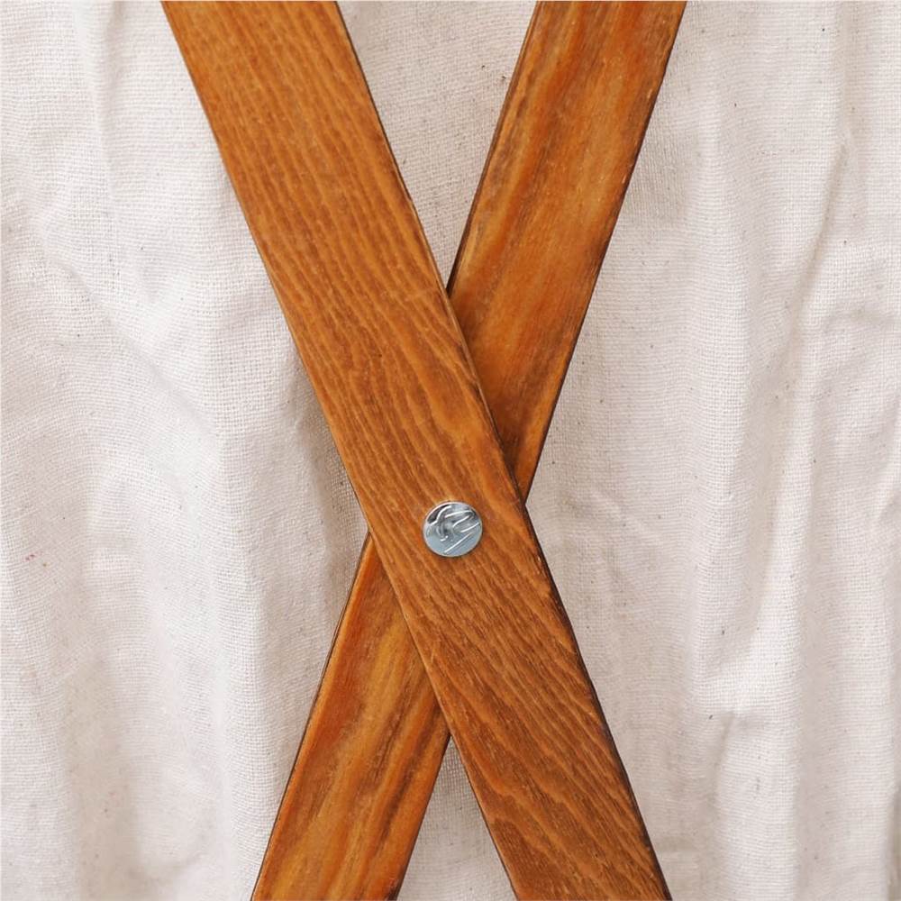 Folding Laundry Basket Cream Wood and Fabric