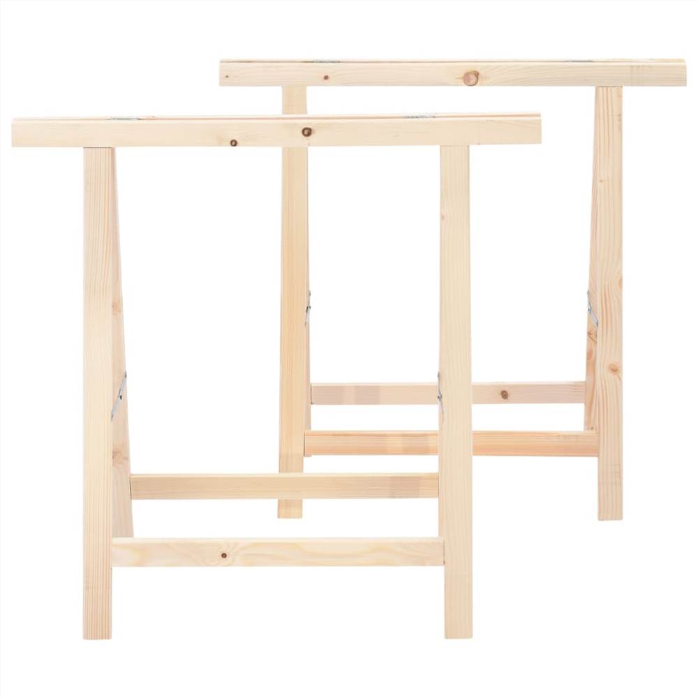 Folding Sawhorses 2 pcs Pinewood