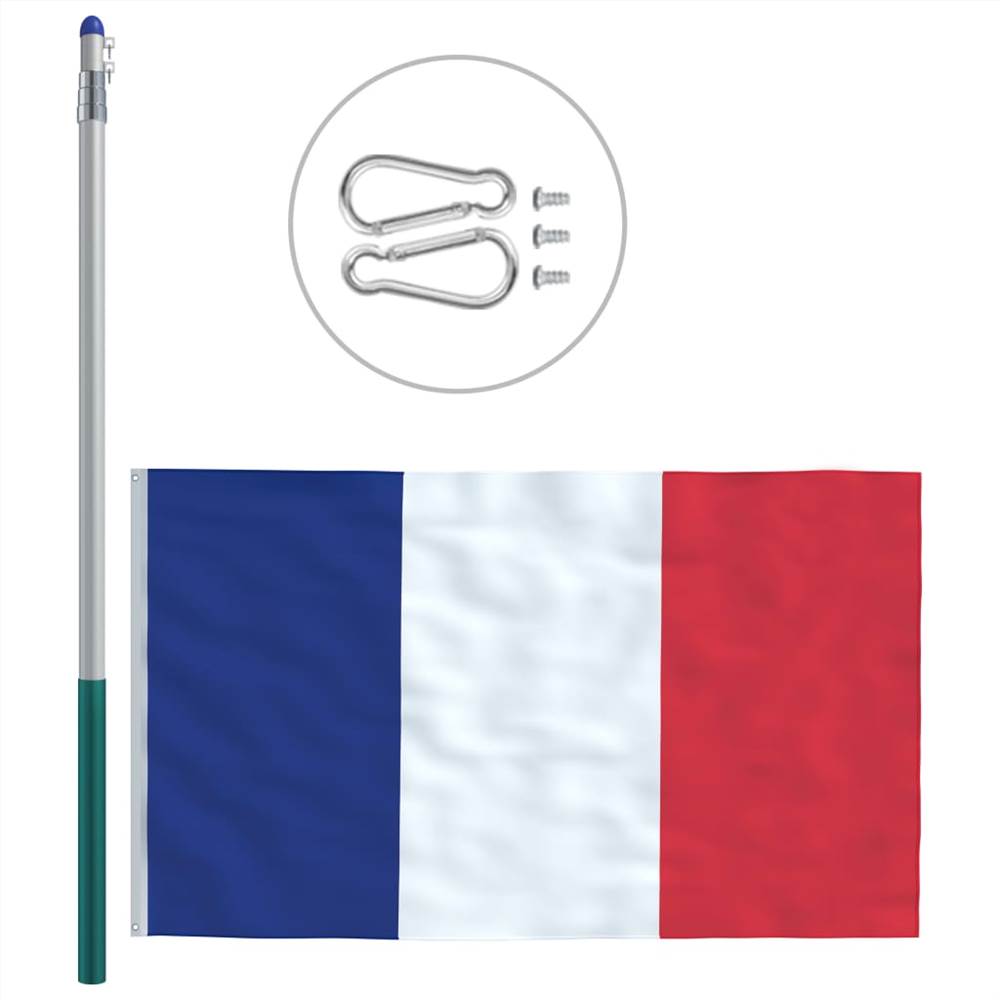 France Flag and Pole Aluminium 6 m
