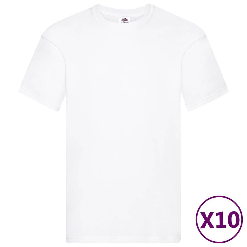 Fruit of the Loom Original T-shirts 10 pcs White 3XL Cotton