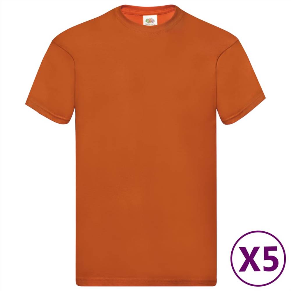 Fruit of the Loom Original T-shirts 5 pcs Orange XL Cotton