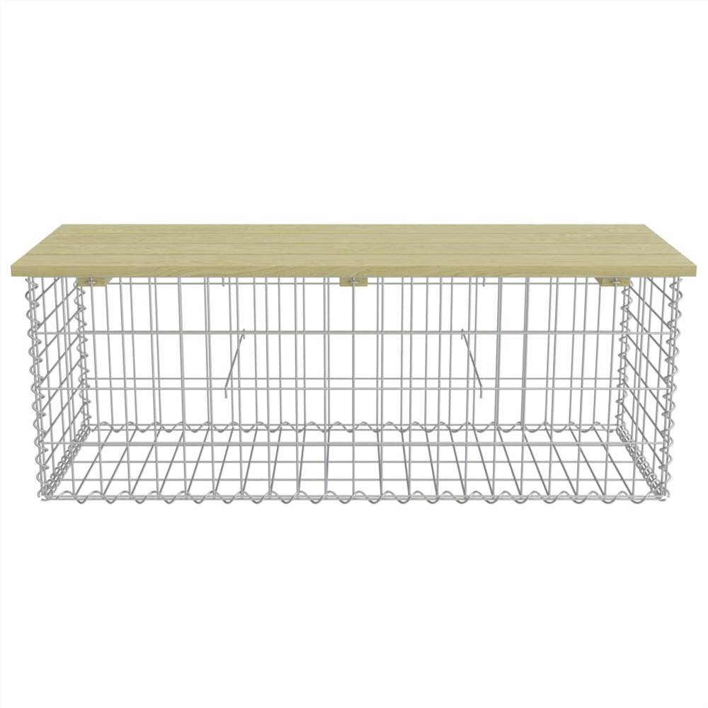 Gabion Bench 120 cm Galvanised Steel and Pinewood