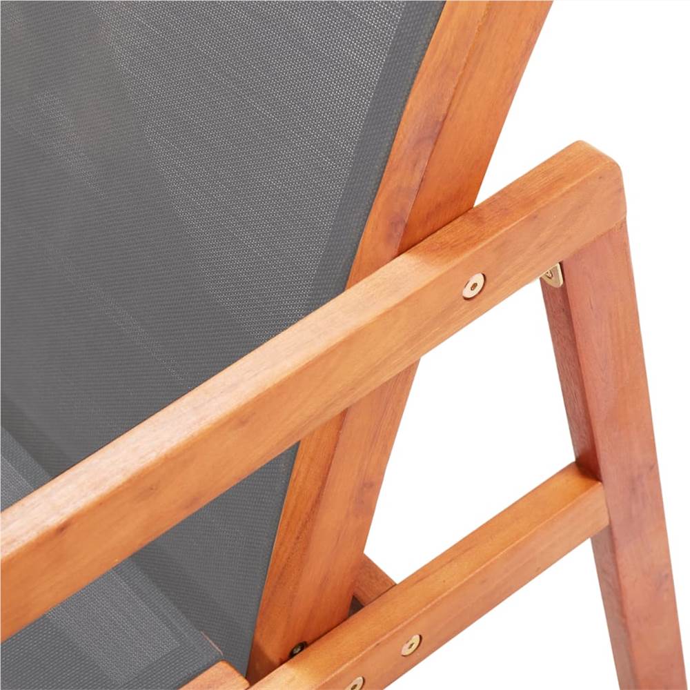 Garden Chair with Footrest Grey Solid Eucalyptus Wood and Textilene