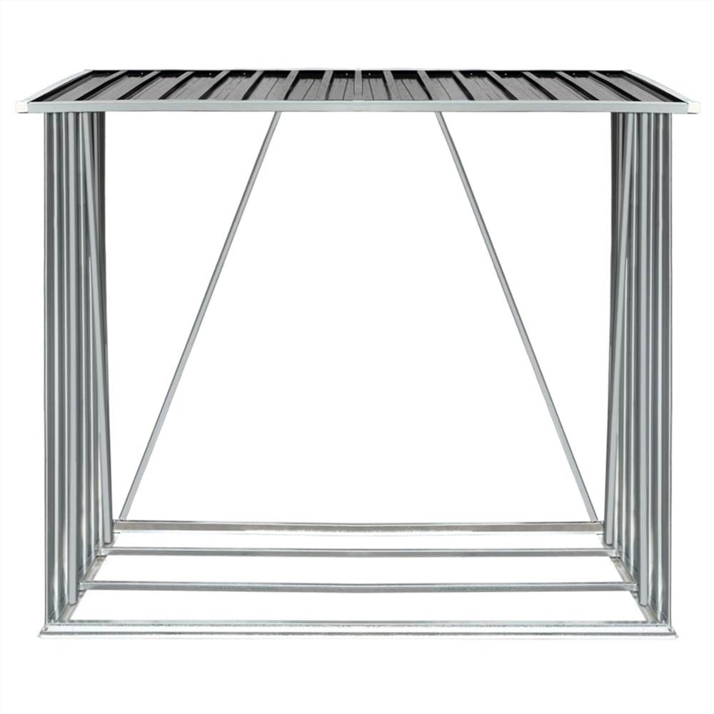 Garden Log Storage Shed Galvanised Steel 163x83x154 cm Anthracite