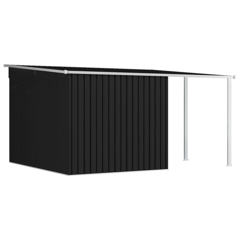 Garden Shed with Extended Roof Anthracite 336x270x181 cm Steel
