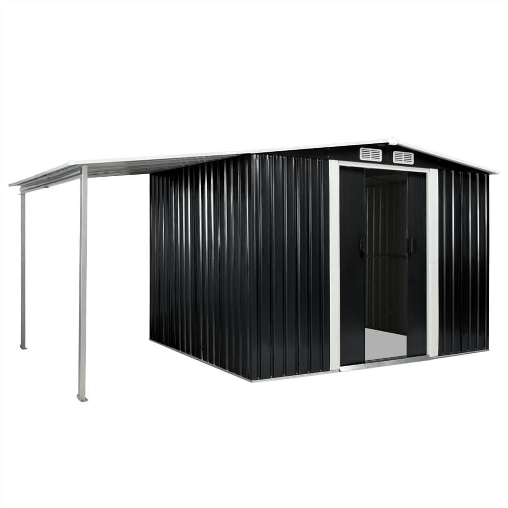 Garden Shed with Sliding Doors Anthracite 386x205x178 cm Steel