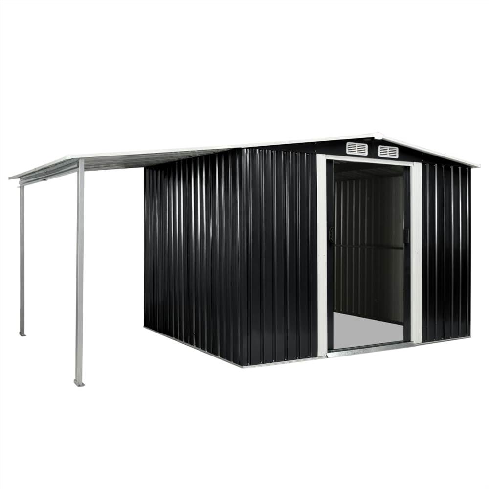 Garden Shed with Sliding Doors Anthracite 386x205x178 cm Steel